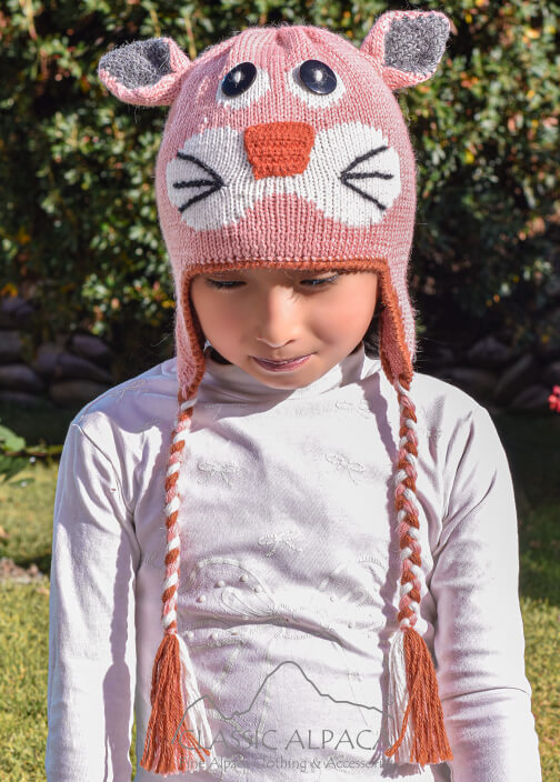 Kids Alpaca Cat Hat – Red Door Alpaca Farm1