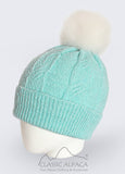 Alpaca Fur Pom Pom Cable Hat