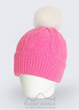 Alpaca Fur Pom Pom Cable Hat