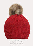 Alpaca Fur Pom Pom Cable Hat
